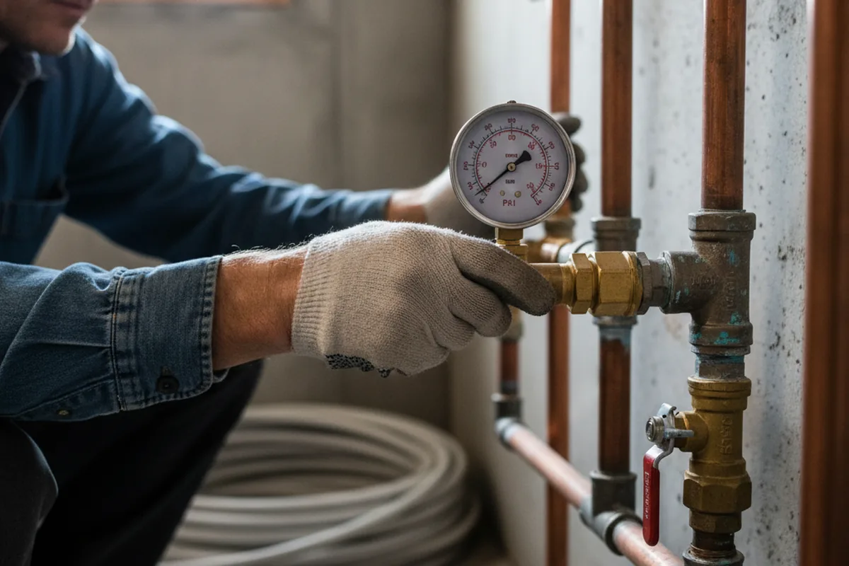 Pressure testing a repaired line during Water Line Repair in Idabel